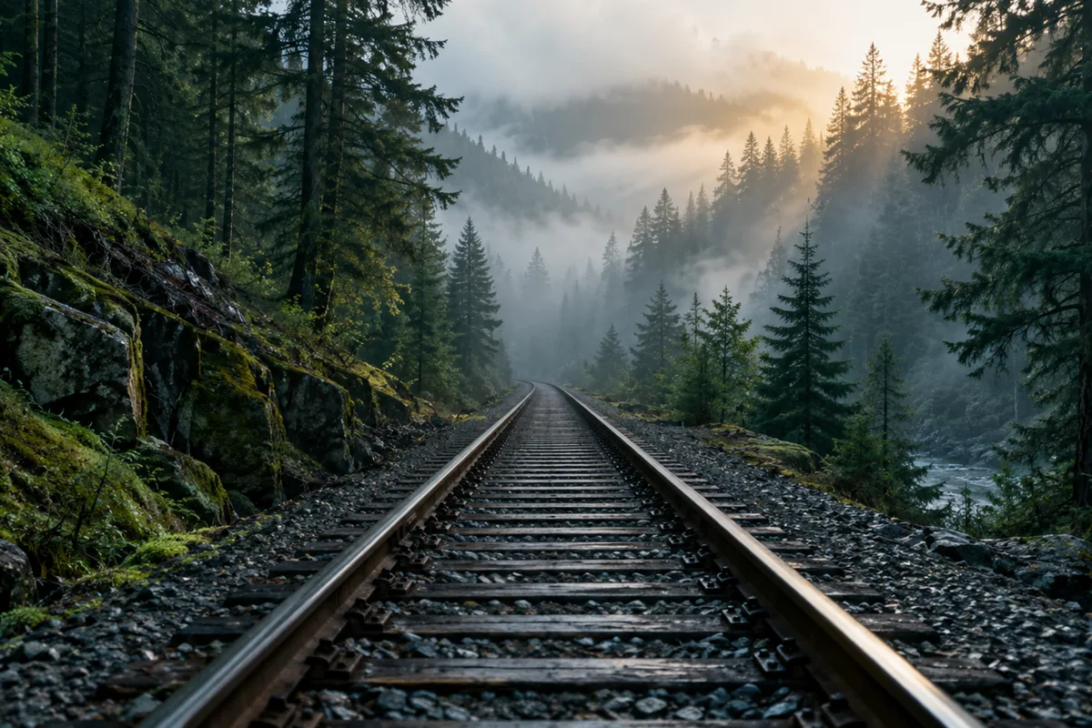 A funicular winding through the mountains